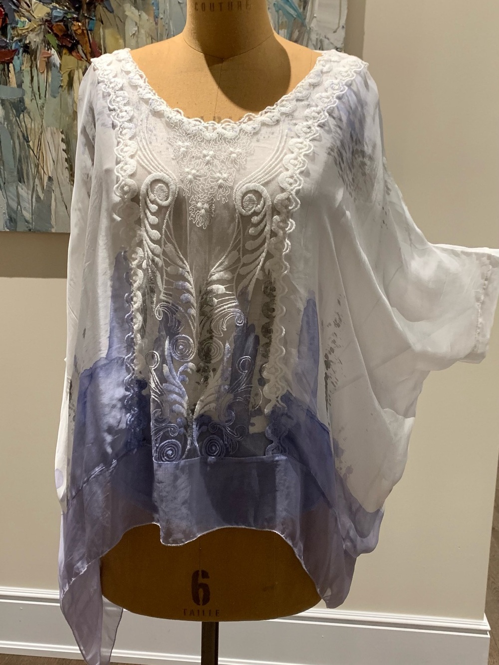 Tempo Paris White Tunic with Lavender Ombre & Embroidery